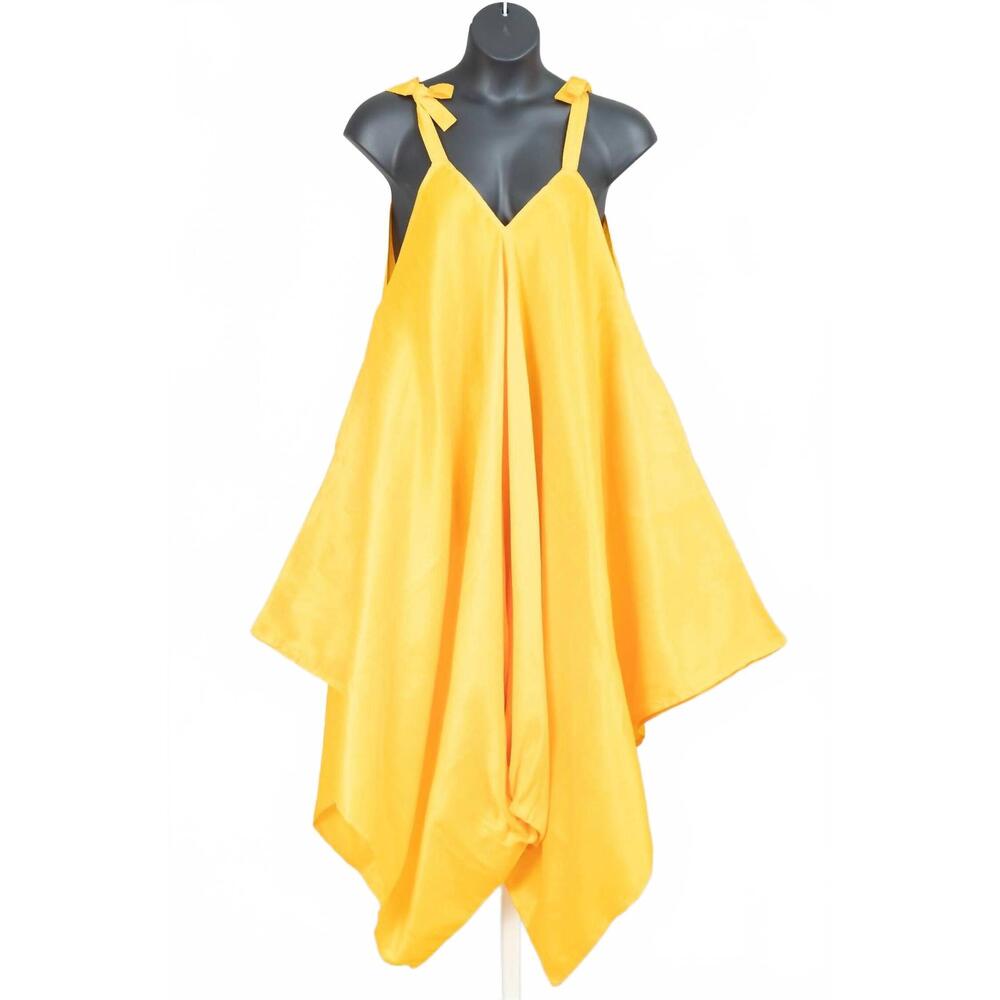 NEW STEP IN STYLE women's luxe faux jumpsuit in yellow